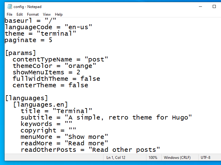 Hugo config.toml