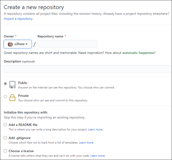 GitHub create new repository